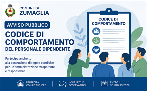 Avviso pubblico di procedura aperta per l’approvazione del codice di comportamento del personale dipendente del comune di zumaglia