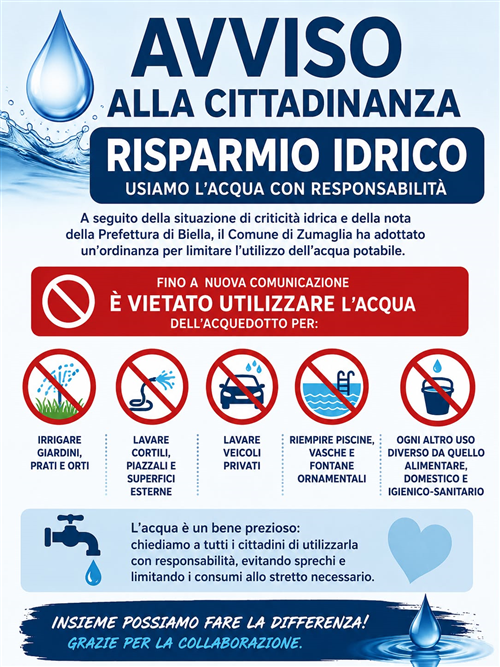 Avviso alla cittadinanza - Risparmio Idrico